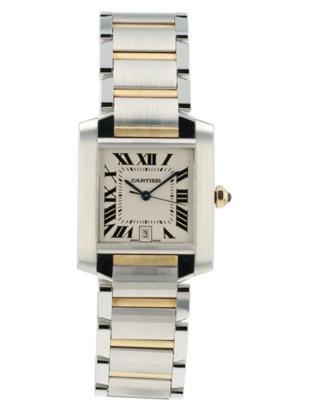 Cartier Tank Silver Dial 18k Yellow Gold & Steel 30x25mm Quartz Women’s W51023Q4